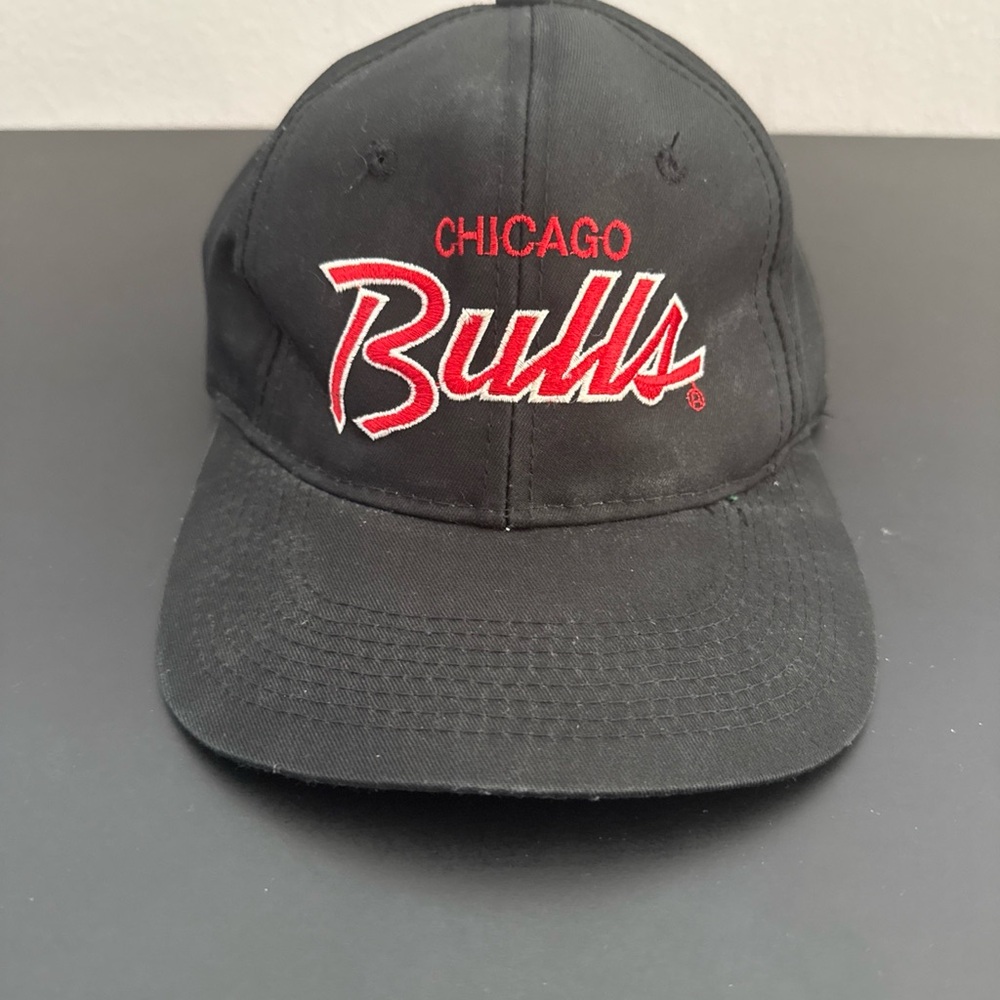 Vintage Chicago Bulls Script Sports Specialties Twill Black Dome Rare